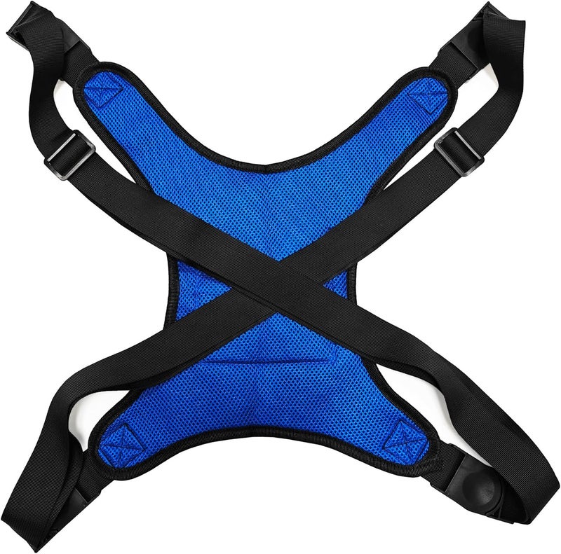 SOFFRIA Wheelchair Seat Belt for Adults Chest Harness Safety Strap for Elderly & Disabled Torso Support with Adjustable Anti-Slip Restraint Vest Blue - Image 1